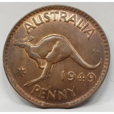AUSTRALIA 1949 .  ONE 1 PENNY . ERROR . CLIPPED EDGE PLANCHET